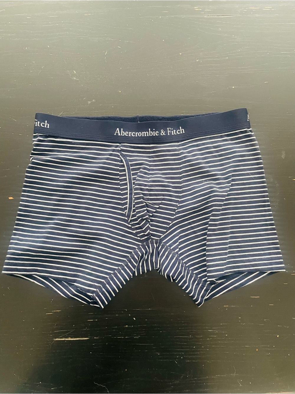 Abercrombie & Fitch Navy and White Striped Boxer Briefs